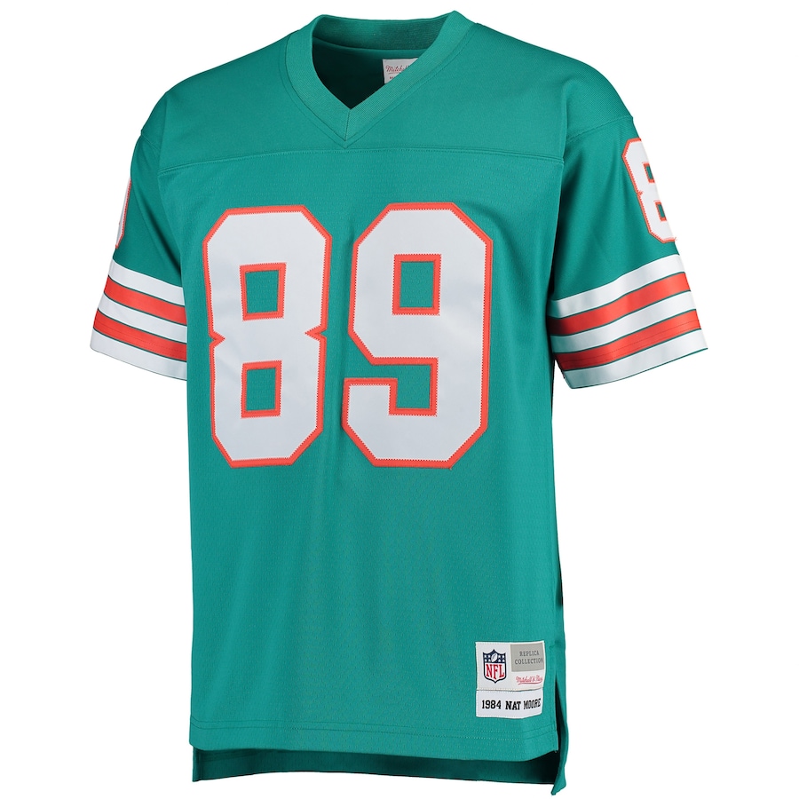 Men’s Miami Dolphins Nat Moore Mitchell & Ness Aqua 1984 Retired Player Legacy Replica Jersey