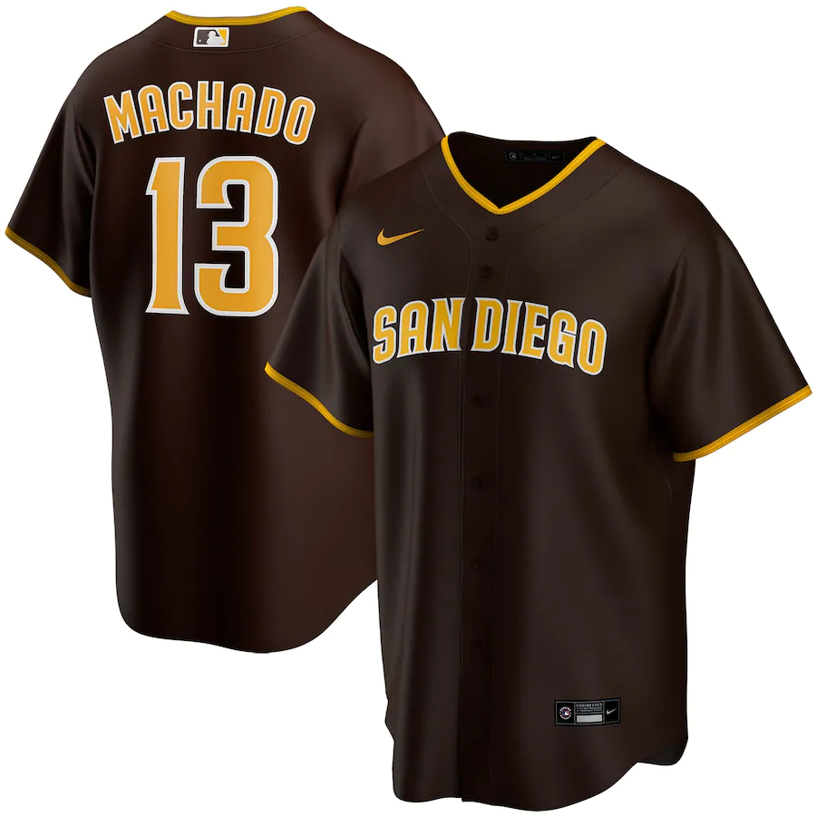 Men's San Diego Padres 13 Manny Machado Brown Alternate Replica Player Jersey