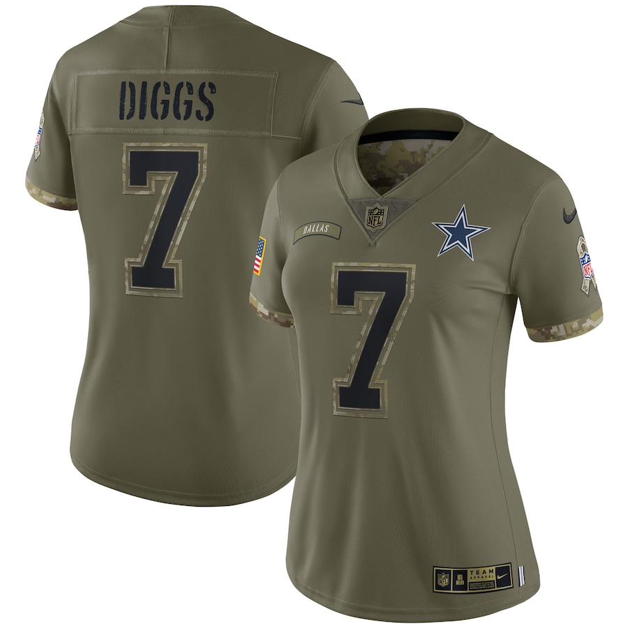 Women’s Dallas Cowboys Trevon Diggs Nike Olive 2022 Salute To Service Limited Jersey