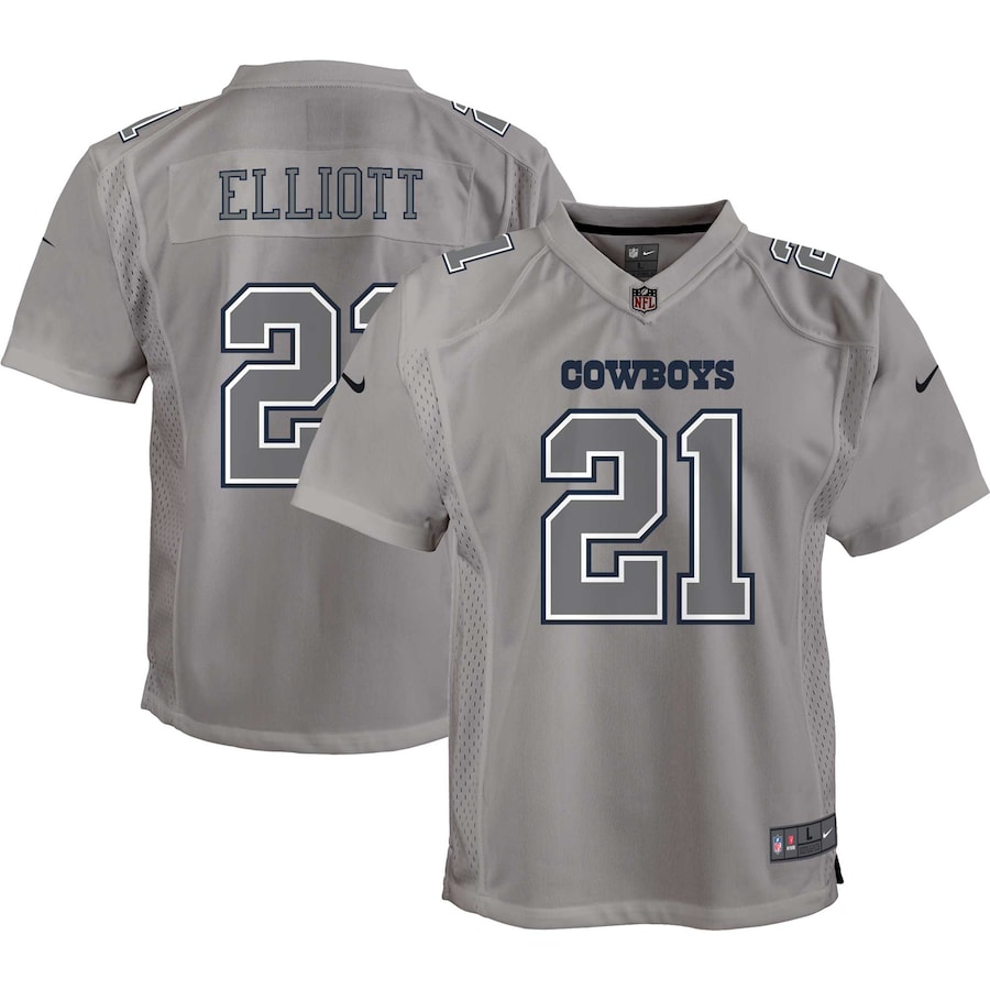 Youth Dallas Cowboys Ezekiel Elliott Nike Gray Atmosphere Game Jersey