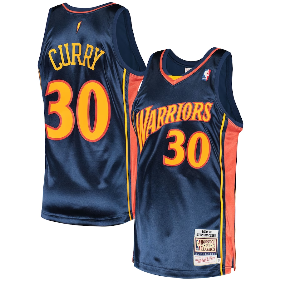 Men's Golden State Warriors Stephen Curry Navy 2009 Hardwood Classics Authentic Jersey