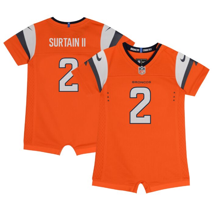 Newborn & Infant Denver Broncos Patrick Surtain II Nike Orange Mile High Collection Game Romper Jersey