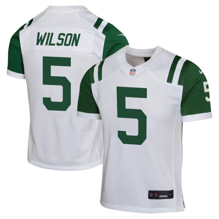 Youth New York Jets Garrett Wilson Nike White Classic Alternate Game Jersey