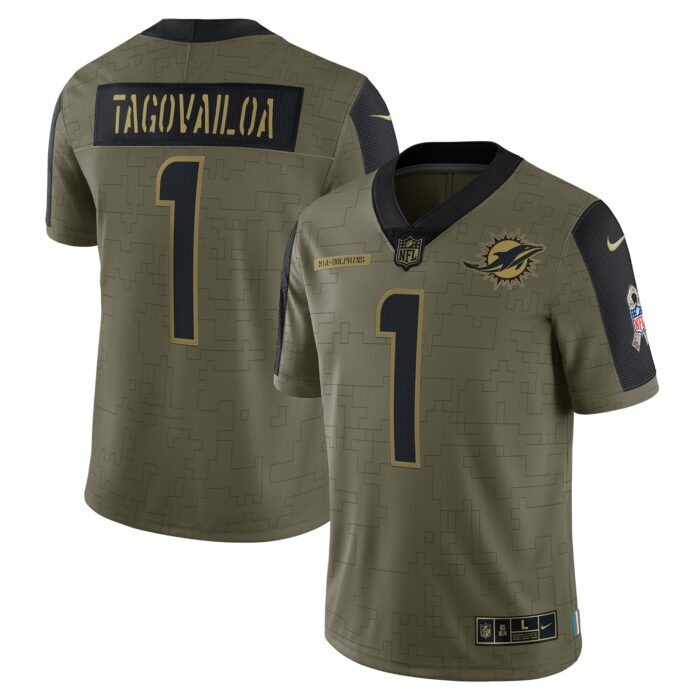 Men’s Miami Dolphins Tua Tagovailoa Nike Olive Salute To Service Limited Player Jersey