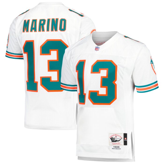 Men’s Miami Dolphins 1995 Dan Marino Mitchell & Ness White Authentic Throwback Retired Player Pocket Jersey