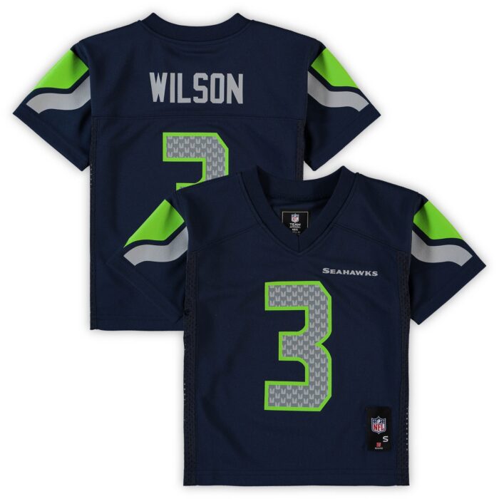Preschool Seattle Seahawks Russell Wilson College Navy Replica Player Jersey