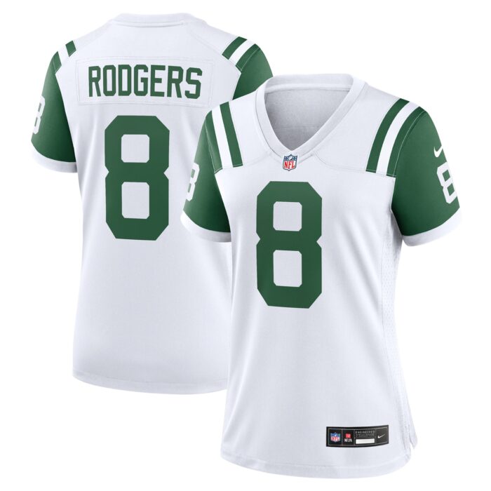 Women’s New York Jets Aaron Rodgers Nike White Classic Alternate Game Jersey