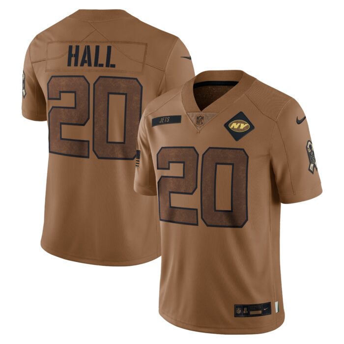 Women’s New York Jets Breece Hall Nike Brown 2023 Salute To Service Limited Jersey