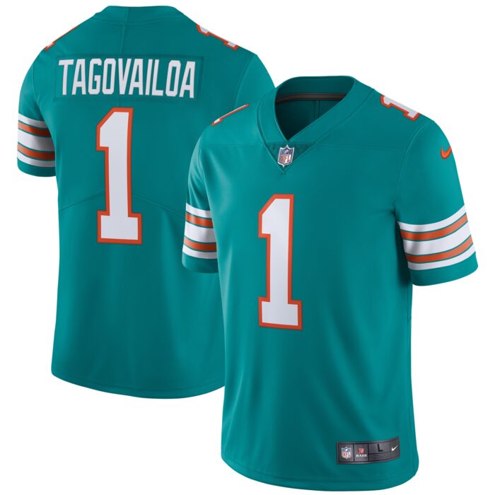 Men’s Miami Dolphins Tua Tagovailoa Nike Aqua Alternate Vapor Limited Jersey