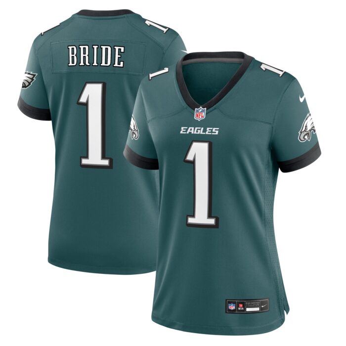 Women’s Philadelphia Eagles Number 1 Bride Nike Midnight Green Game Jersey