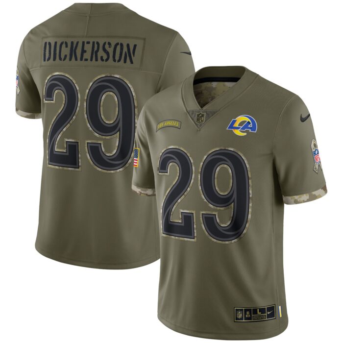 Men’s Los Angeles Rams Eric Dickerson Nike Olive Salute To Service Retired Player Limited Jersey