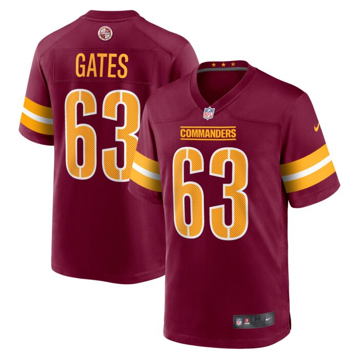 Men’s Washington Commanders Nick Gates Nike Burgundy Game Player Jersey