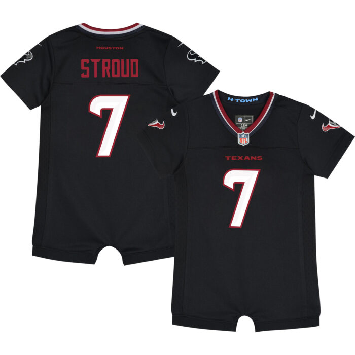 Newborn & Infant Houston Texans C.J. Stroud Nike Navy Game Romper Jersey