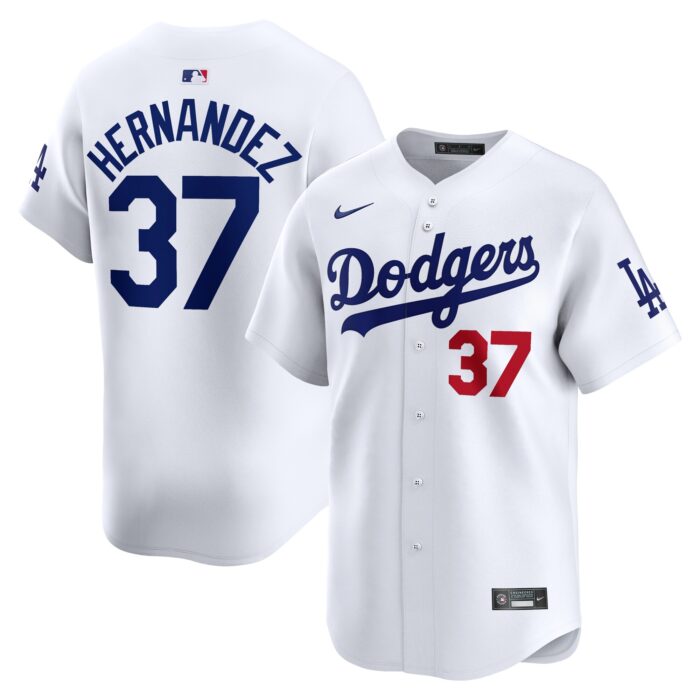 Men’s Los Angeles Dodgers Teoscar Hernández Nike White Home Limited Player Jersey