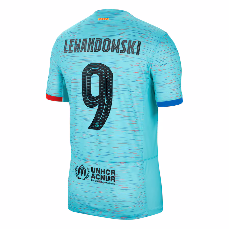 Robert Lewandowski Barcelona Nike 2023/24 Third Replica Jersey - Aqua