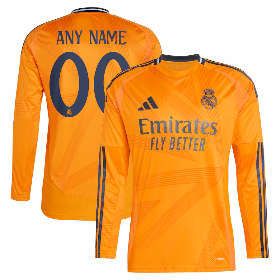 Real Madrid adidas 2024/25 Away Replica Custom Jersey - Orange