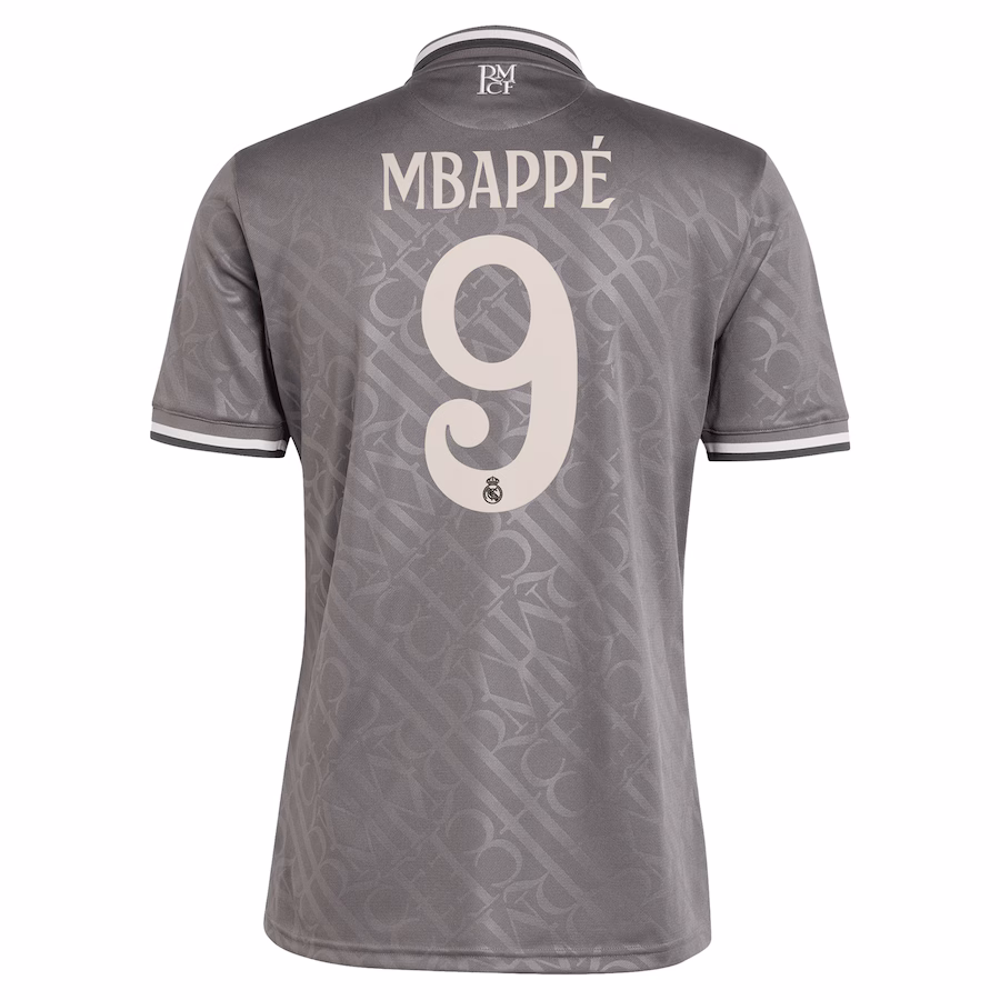 Kylian Mbappé Real Madrid adidas Originals 2024/25 Third Replica Player Jersey - Charcoal