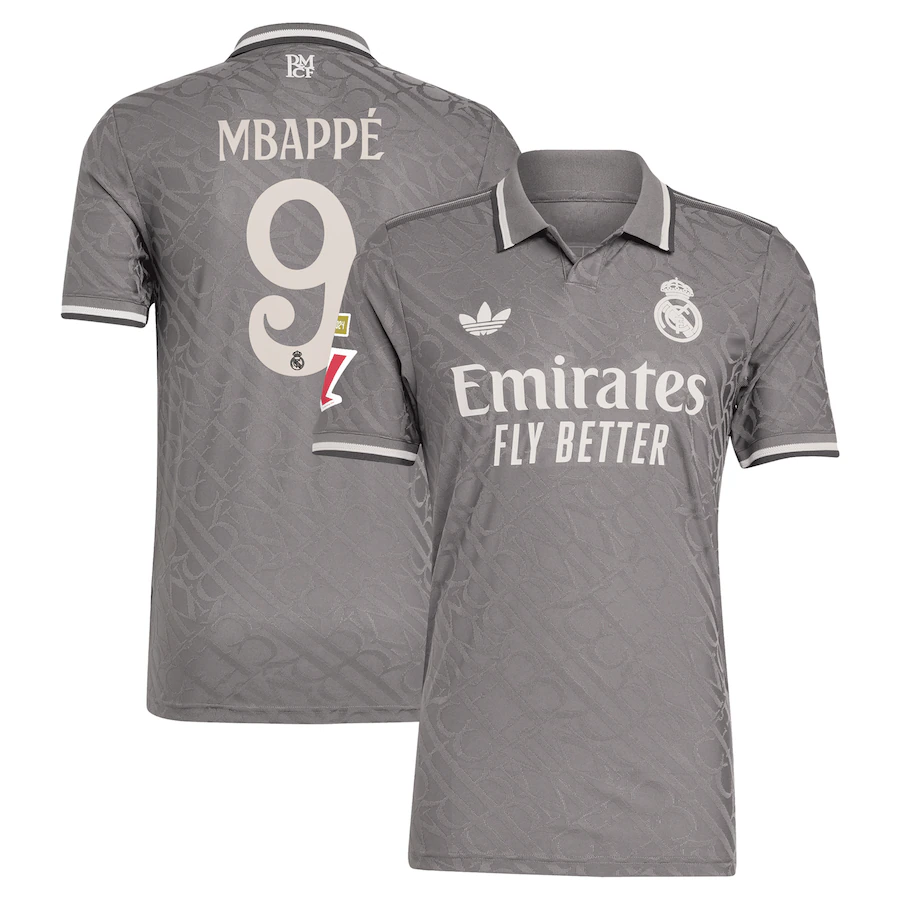 Kylian Mbappé Real Madrid adidas Originals 2024/25 Third Authentic Player Jersey - Charcoal