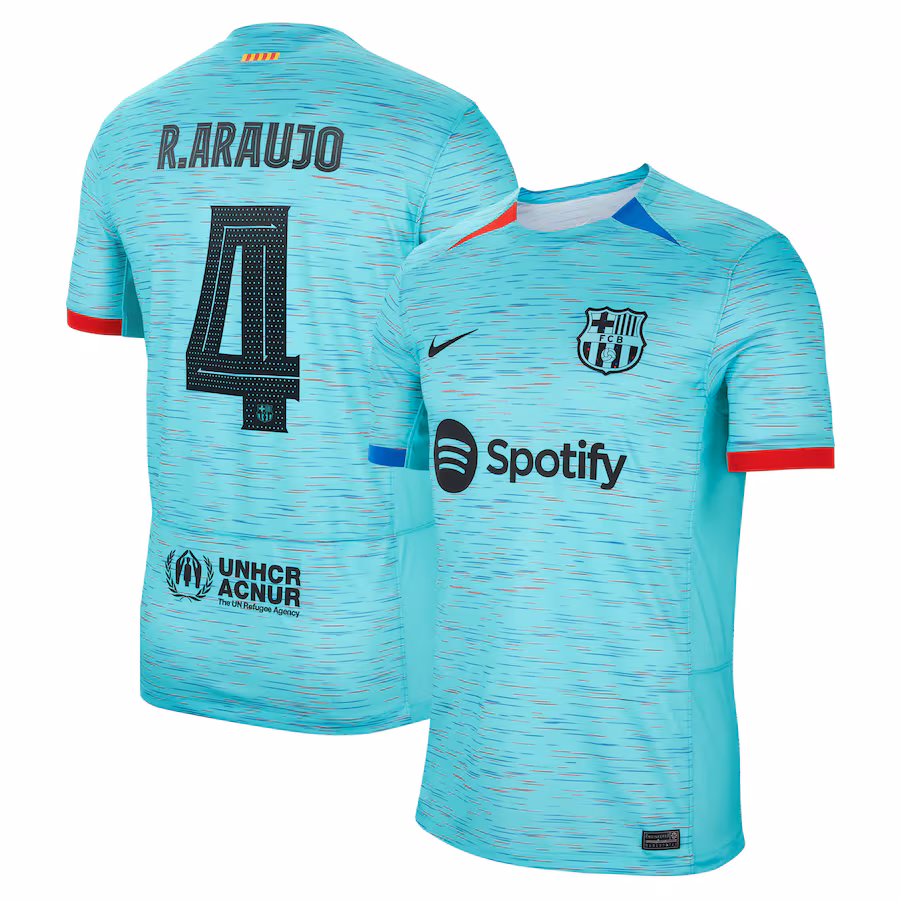 Ronald Araujo Barcelona Nike 2023/24 Third Replica Jersey - Aqua