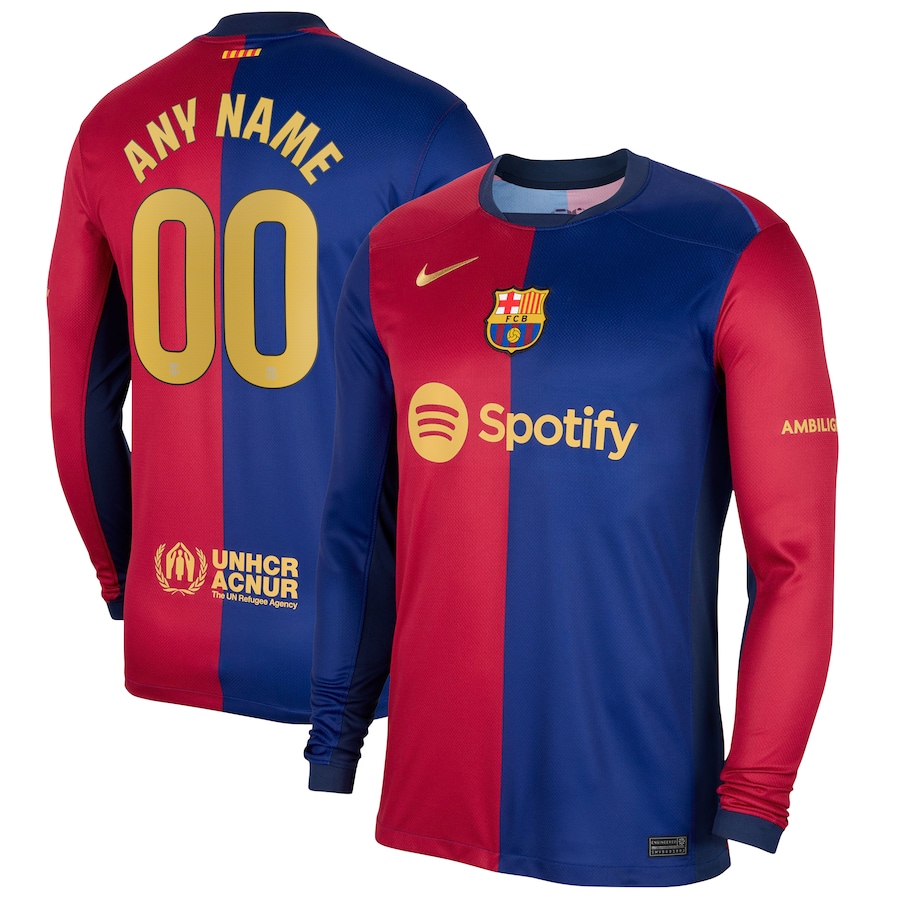 Barcelona Nike 2024/25 Home Long Sleeve Replica Custom Jersey - Royal