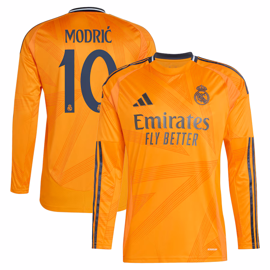 Luka Modric Real Madrid adidas 2024/25 Away Replica Long Sleeve Player Jersey - Orange