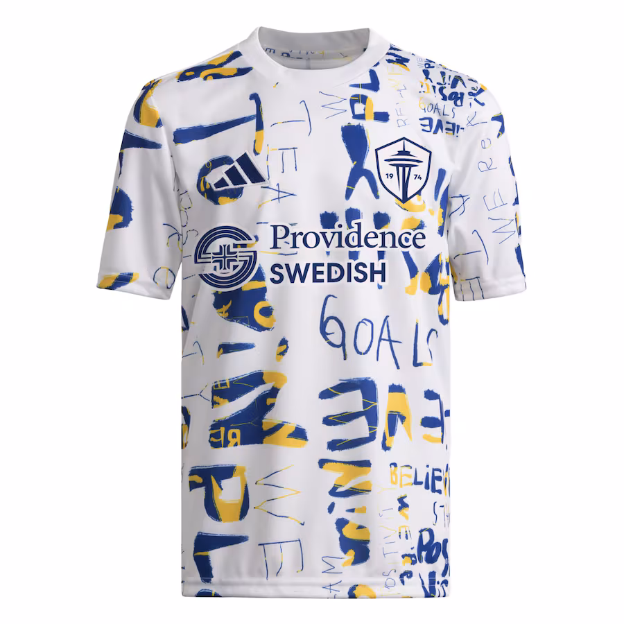 Seattle Sounders FC adidas Youth 2024 MLS Kick Childhood Cancer Pre-Match Top - White