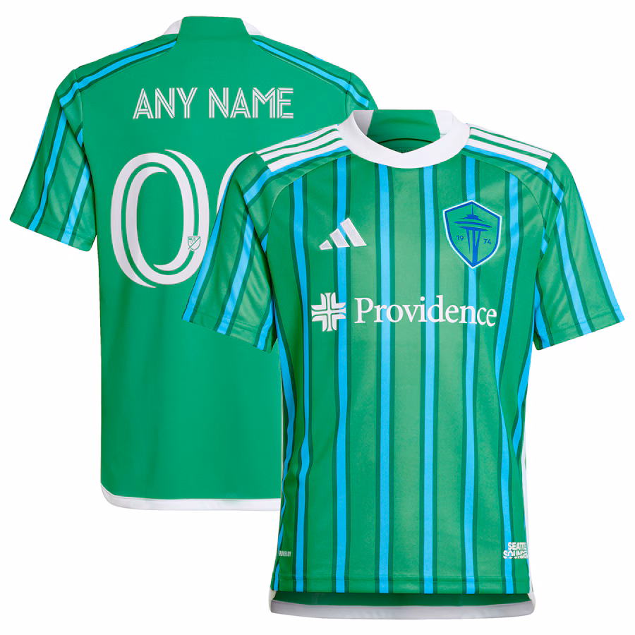 Seattle Sounders FC adidas Youth 2024 The Anniversary Kit Replica Custom Jersey – Green