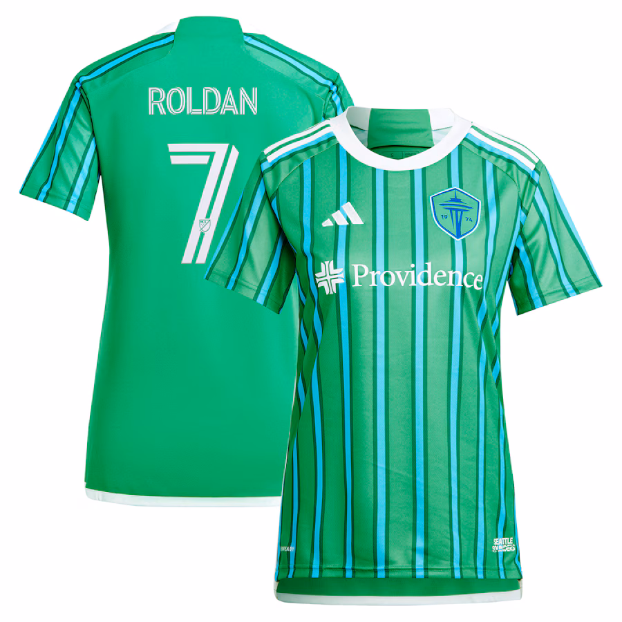 Cristian Roldan Seattle Sounders FC adidas Women's 2024 The Anniversary Kit Replica Player Jersey – Green