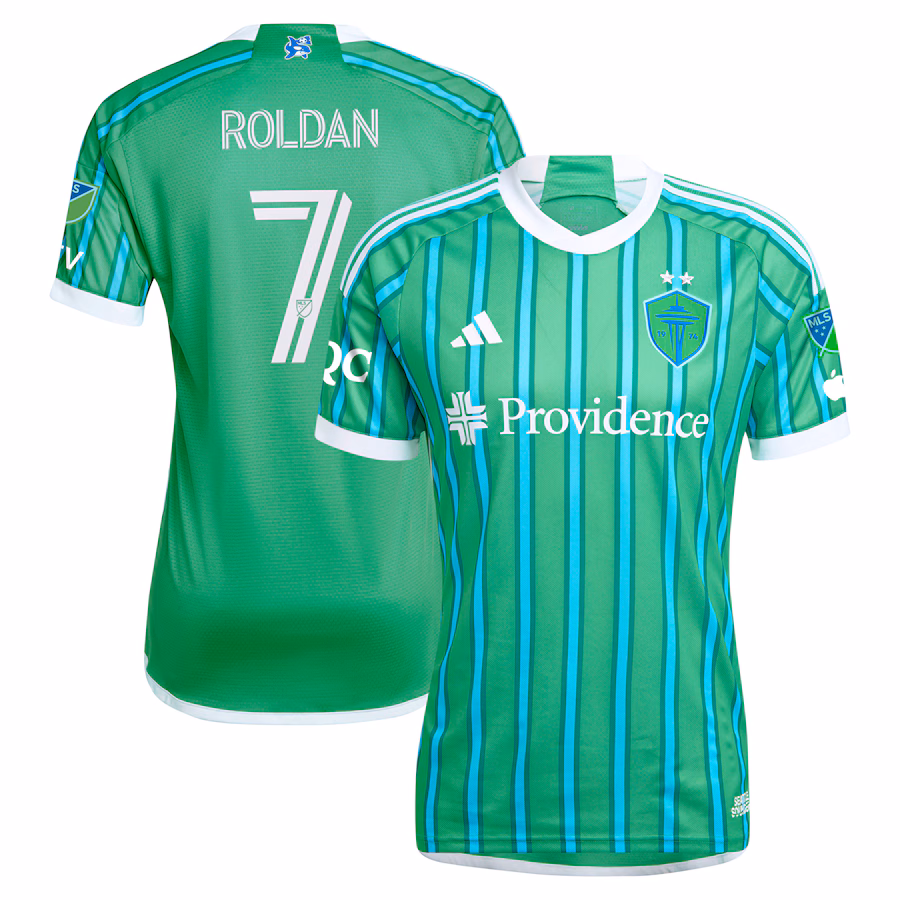 Cristian Roldan Seattle Sounders FC adidas 2024 The Anniversary Kit Authentic Player Jersey – Green