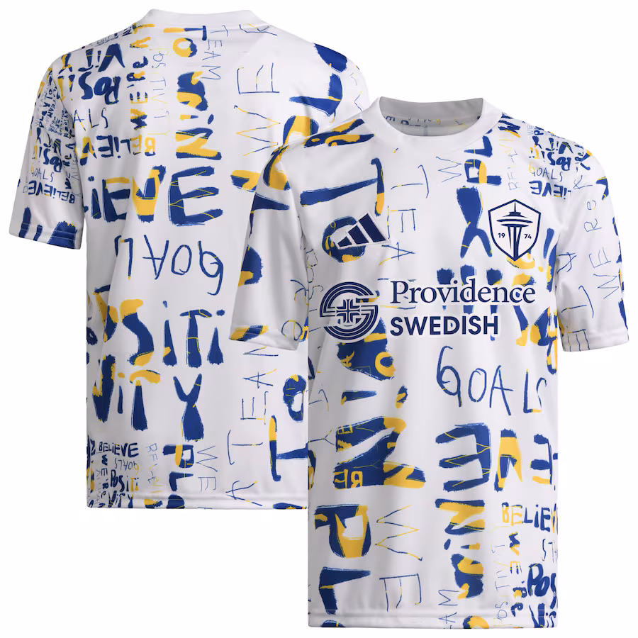 Seattle Sounders FC adidas Youth 2024 MLS Kick Childhood Cancer Pre-Match Top - White