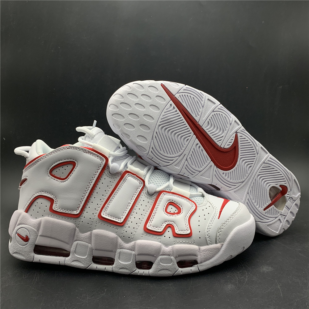 Nike Air More Uptempo White Varsity Red Outline (GS) 415082-108