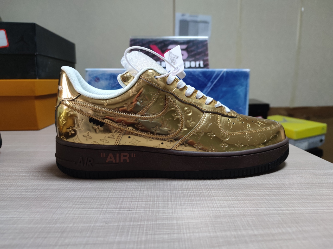 LV x Air Force 1 Low By Virgil Abloh Metallic Gold