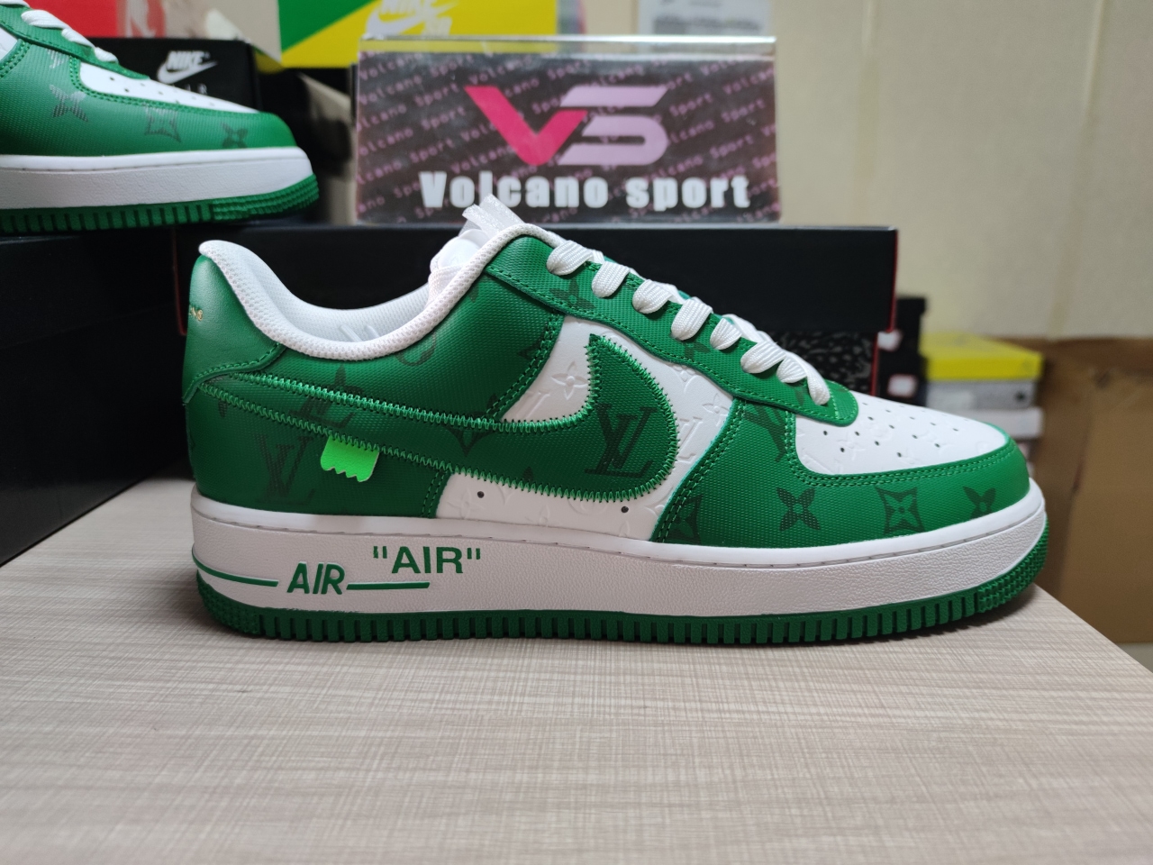 LV x Air Force 1 Low By Virgil Abloh White Green