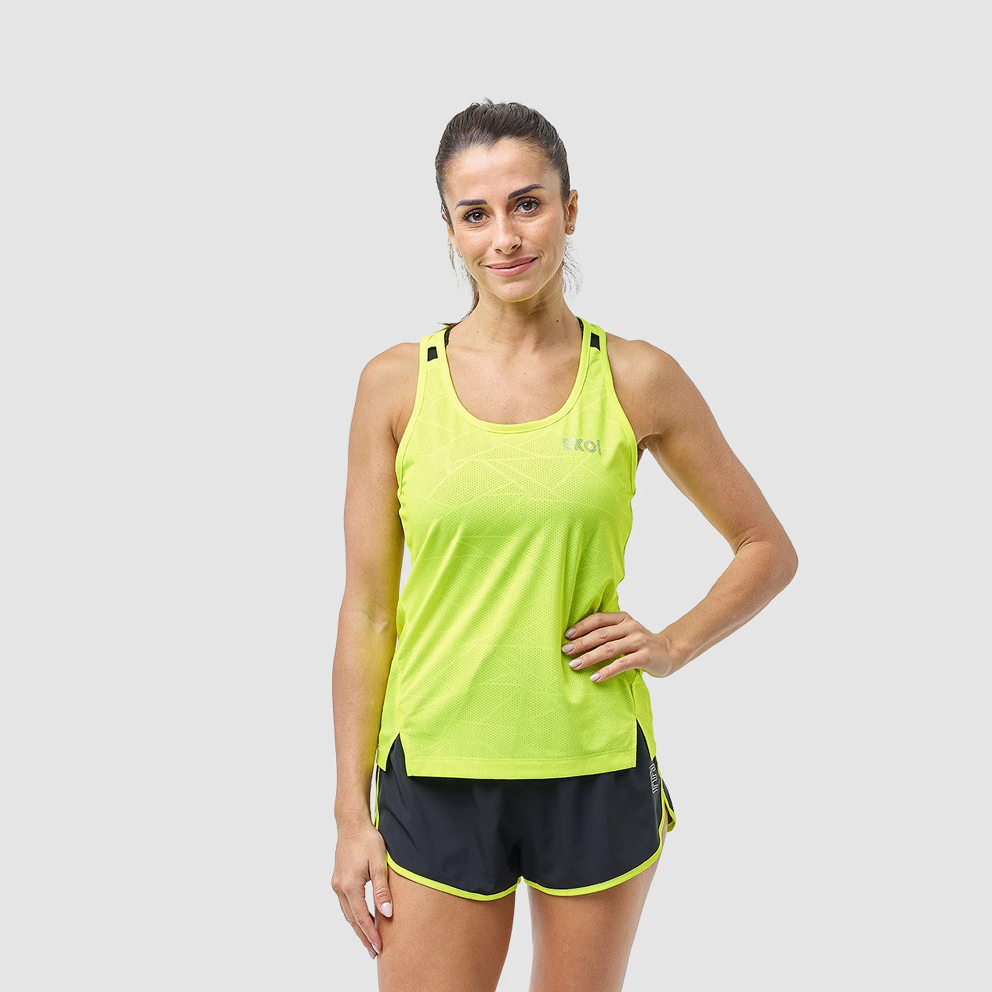 Women Tank Top EKOI RUN Neon Yellow