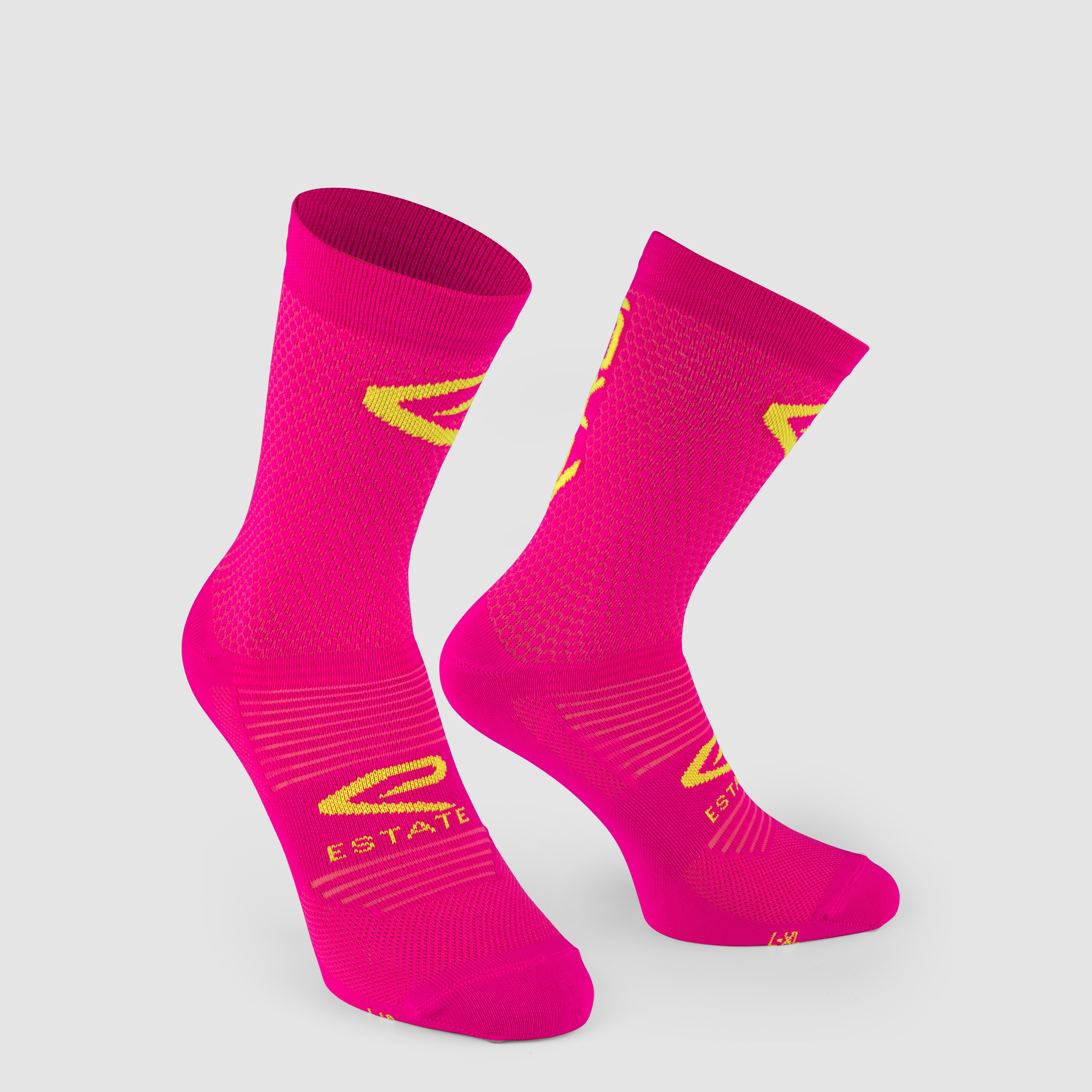 EKOI Perf ESTATE Cycling Socks Pink Neon Yellow 14 CM