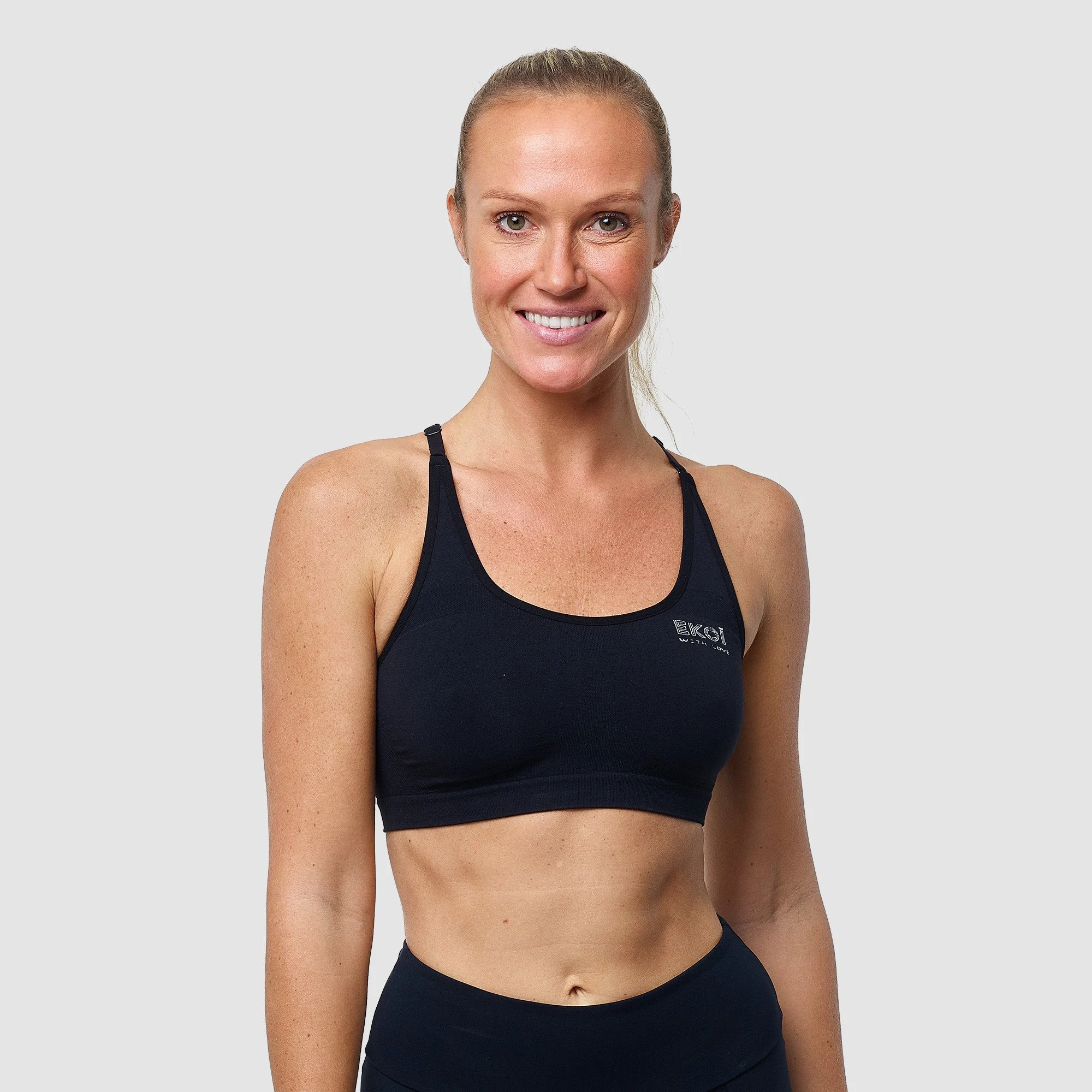 Women's Sport Bra EKOI Crossed Back -Black