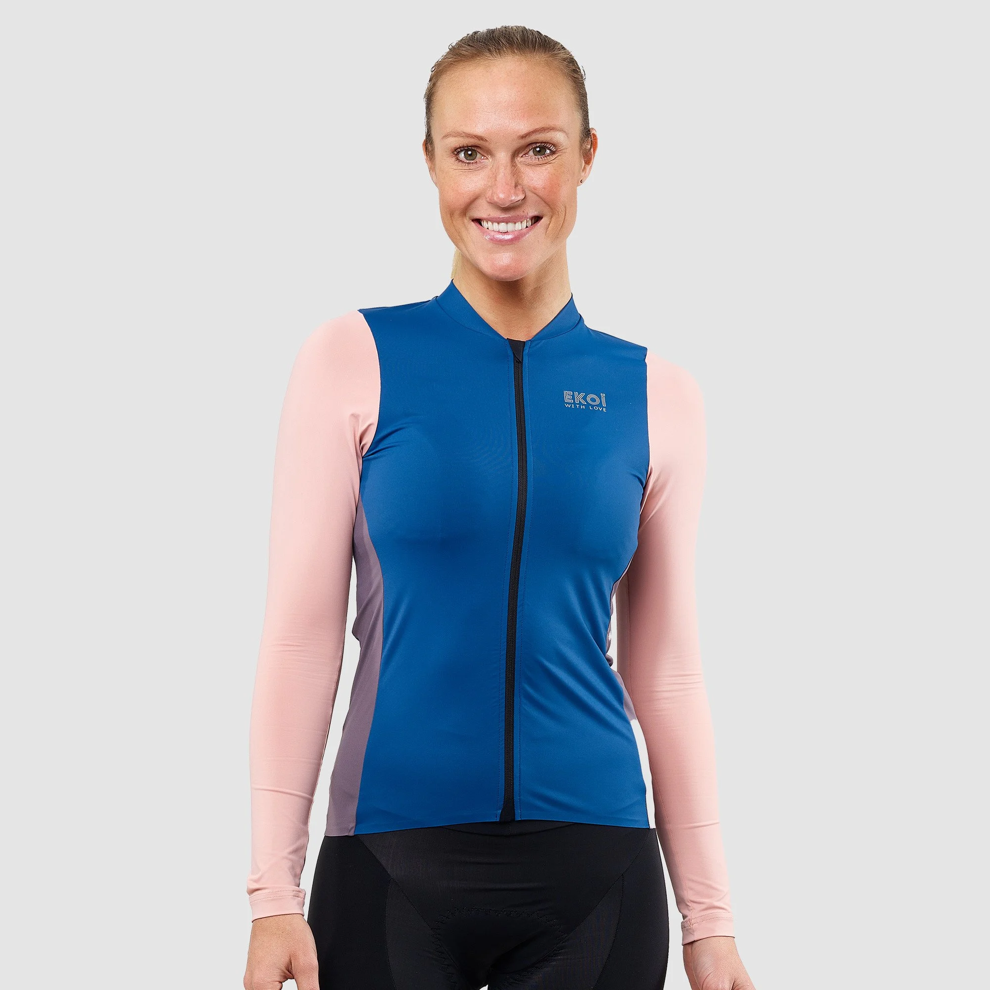 Women Long Sleeves Jersey EKOI Color Block Blue