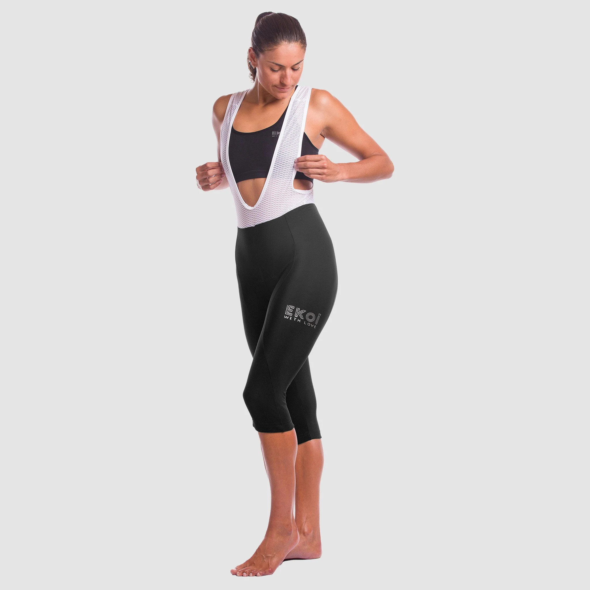 EKOI Women's black 3/4 bib knicks