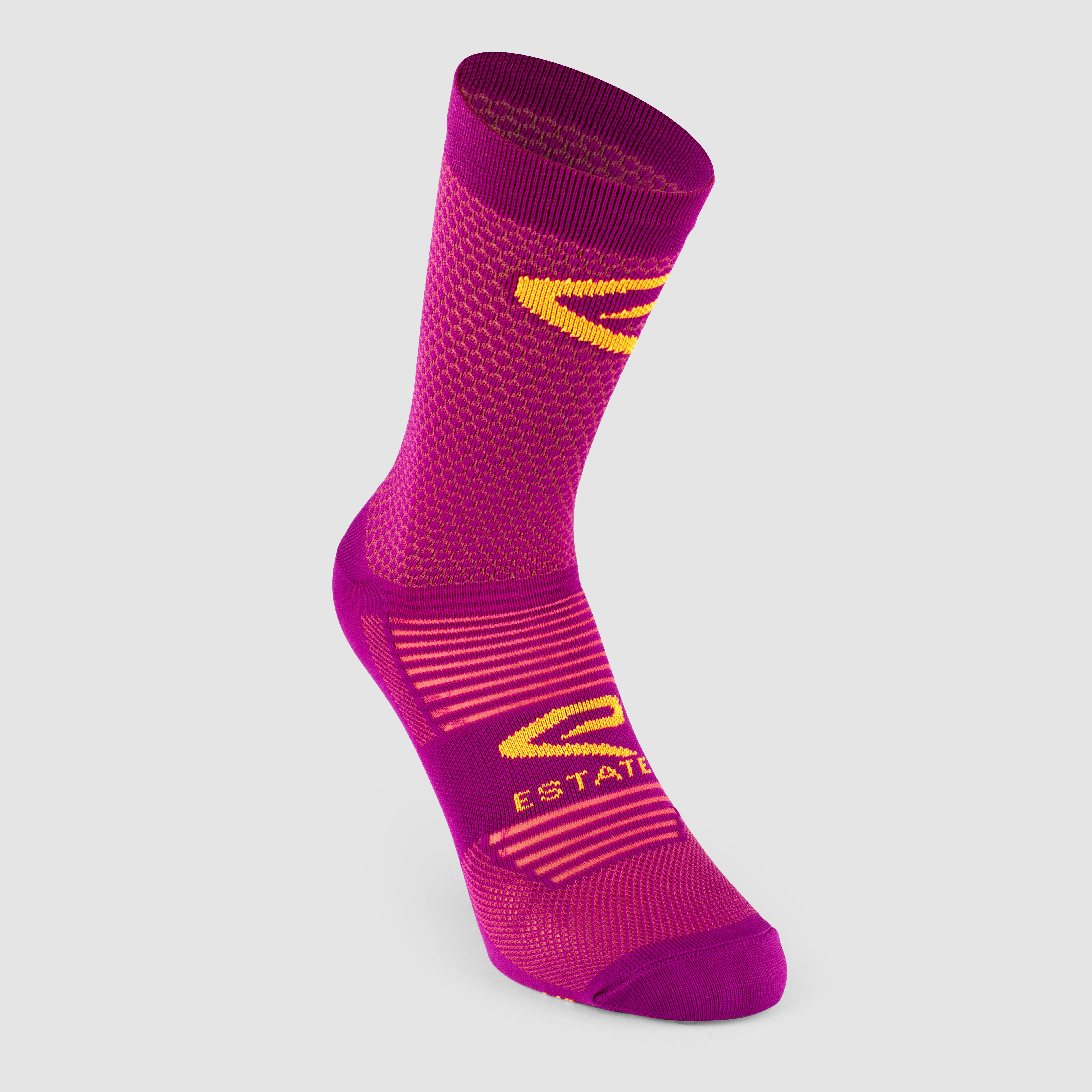 EKOI Perf ESTATE Cycling Socks Purple Neon Orange 14CM