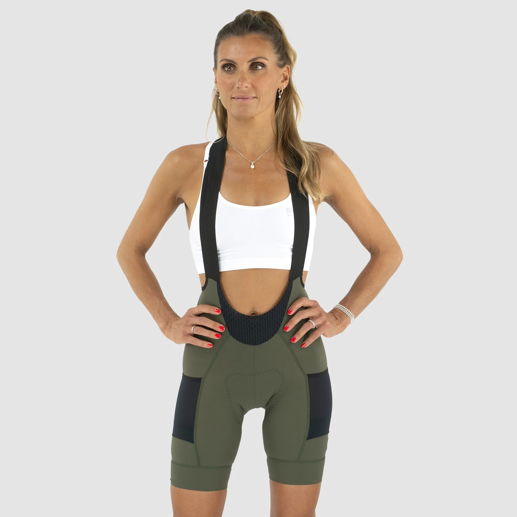 EKOI Gravel Women's BibShort with Cargo Pockets Perf Khaki