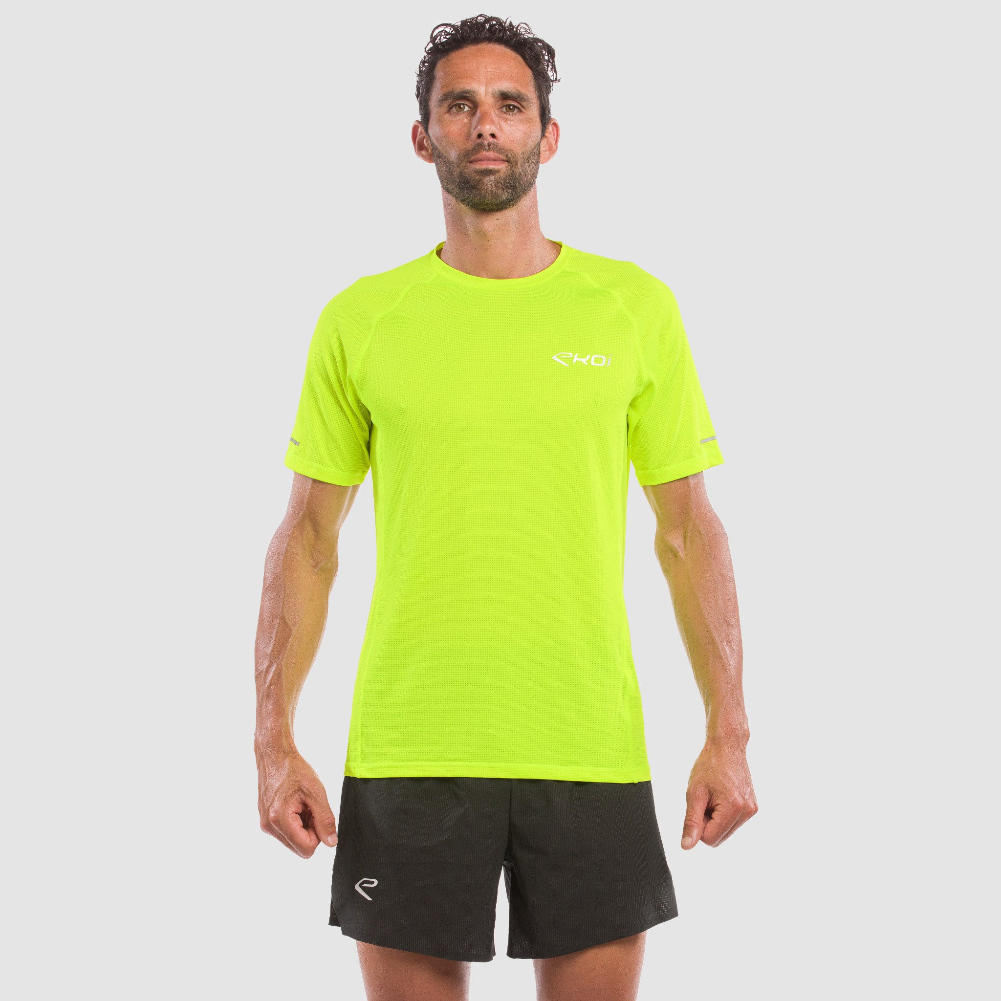 MEN TEE SHIRT DRY FAST EKOI RUN NEON YELLOW