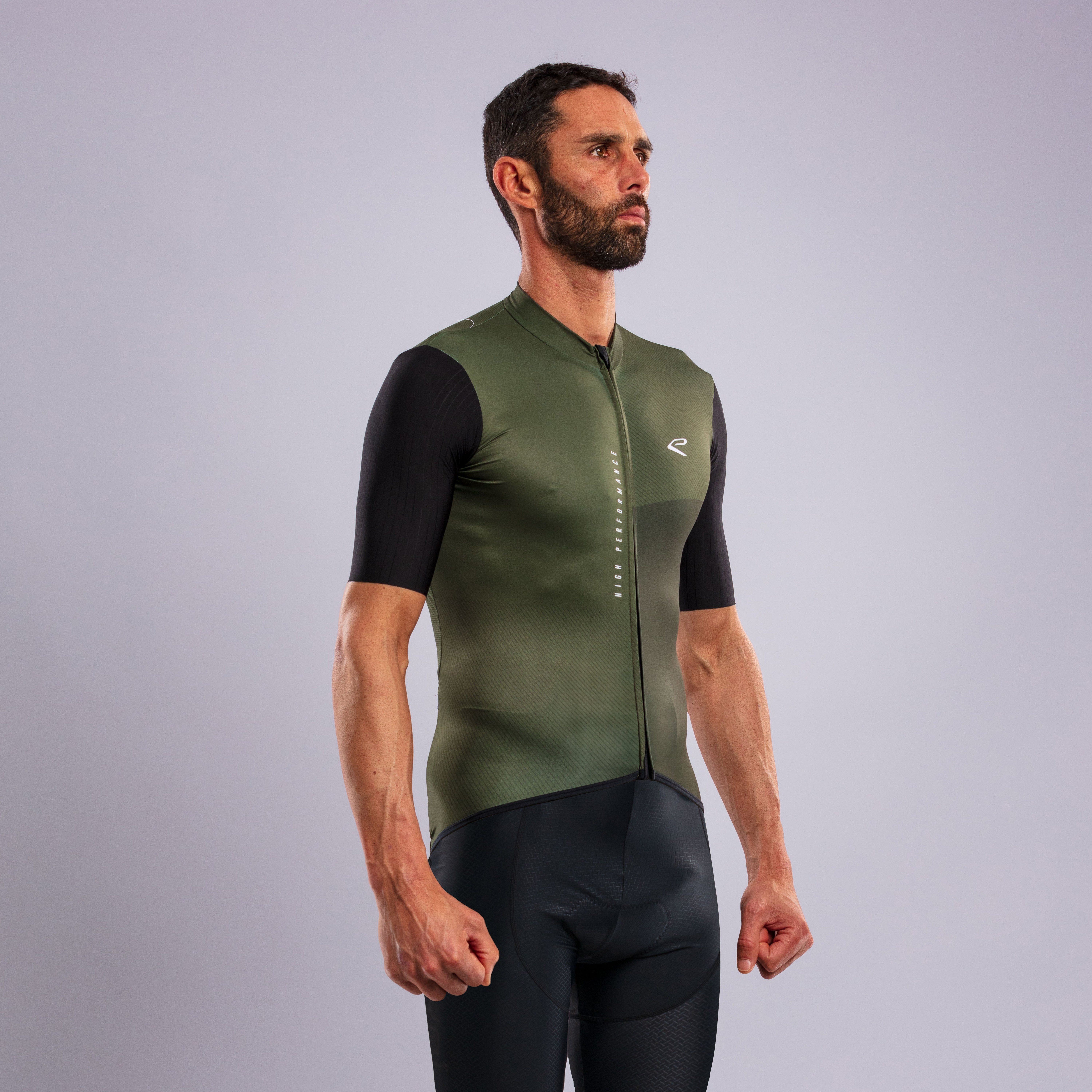 EKOÏ MONOCHROME khaki jersey and black Cross bib shorts combo