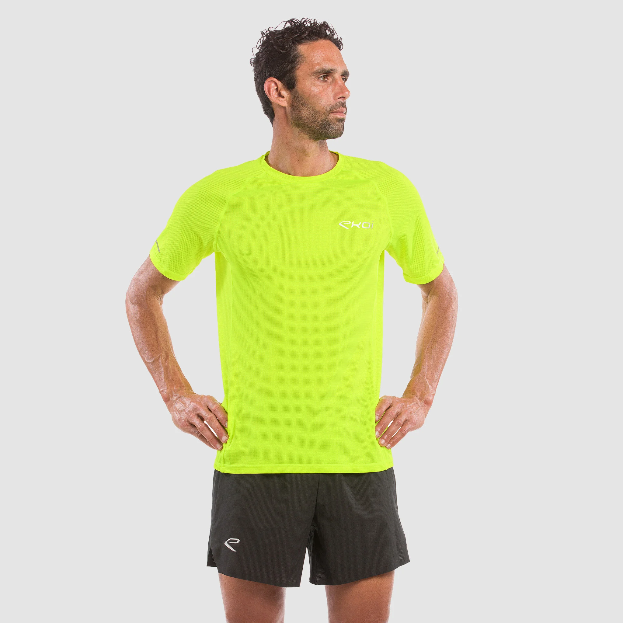 MEN TEE SHIRT DRY FAST EKOI RUN NEON YELLOW