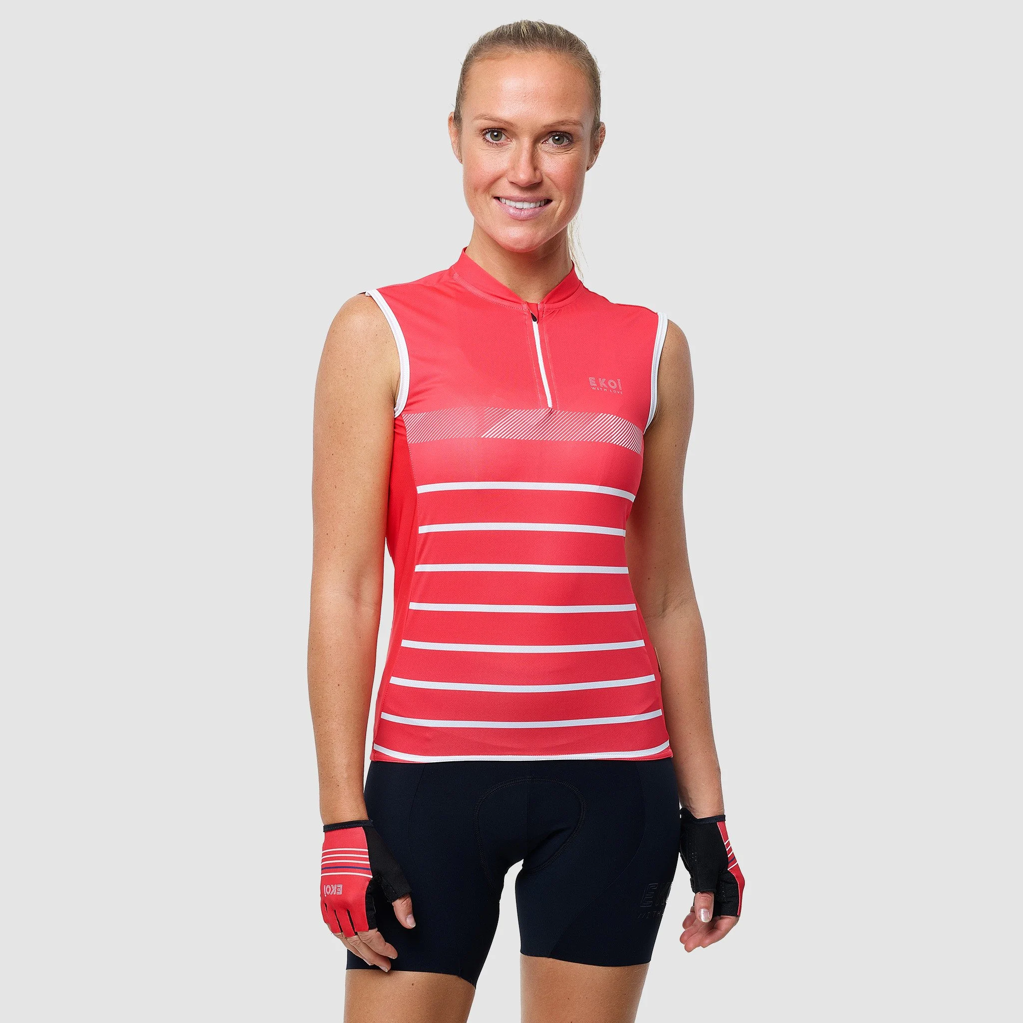 Sleeveless Women Jersey EKOI STRIPES Red