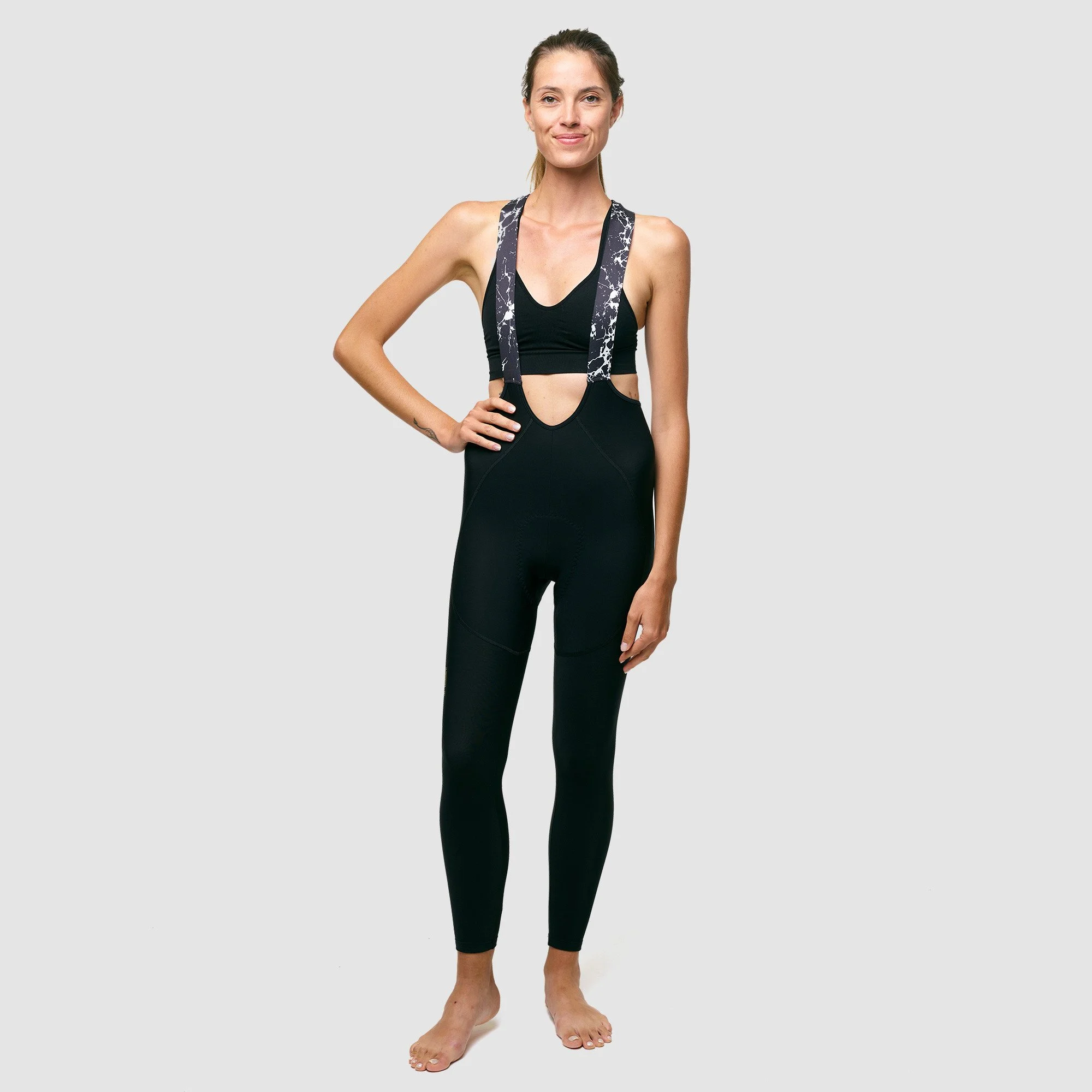 Ladies Straps Bibtights EKOI Marble Black