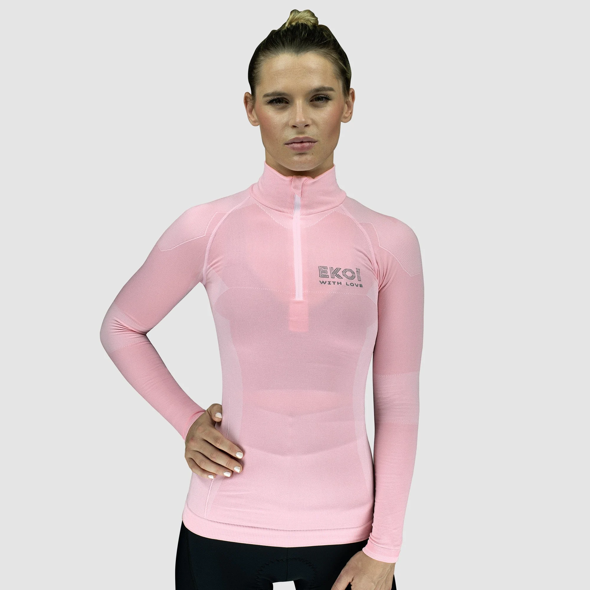 Ladies Base Layer Thermo Zipped Neck EKOI ERIN Pink