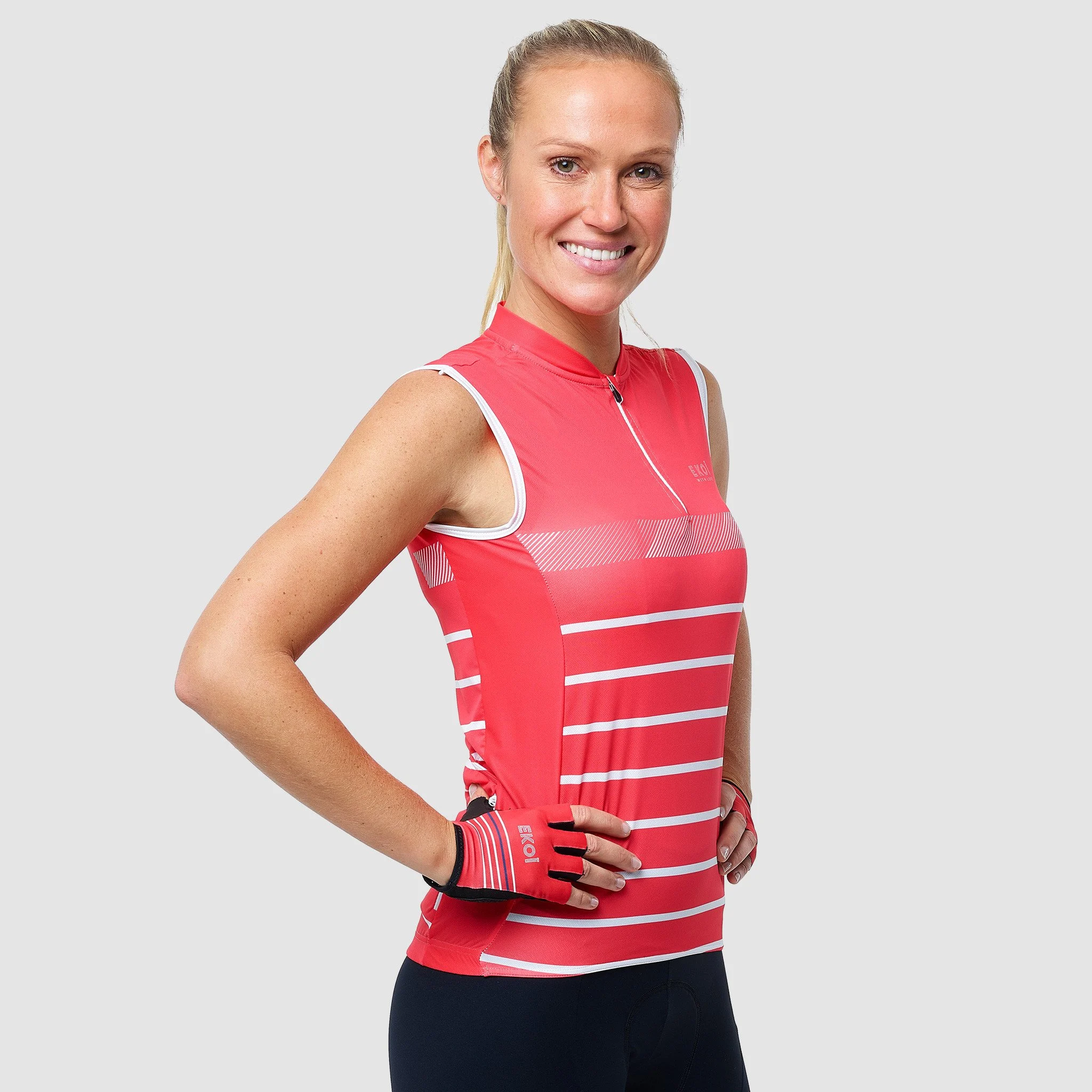 Sleeveless Women Jersey EKOI STRIPES Red