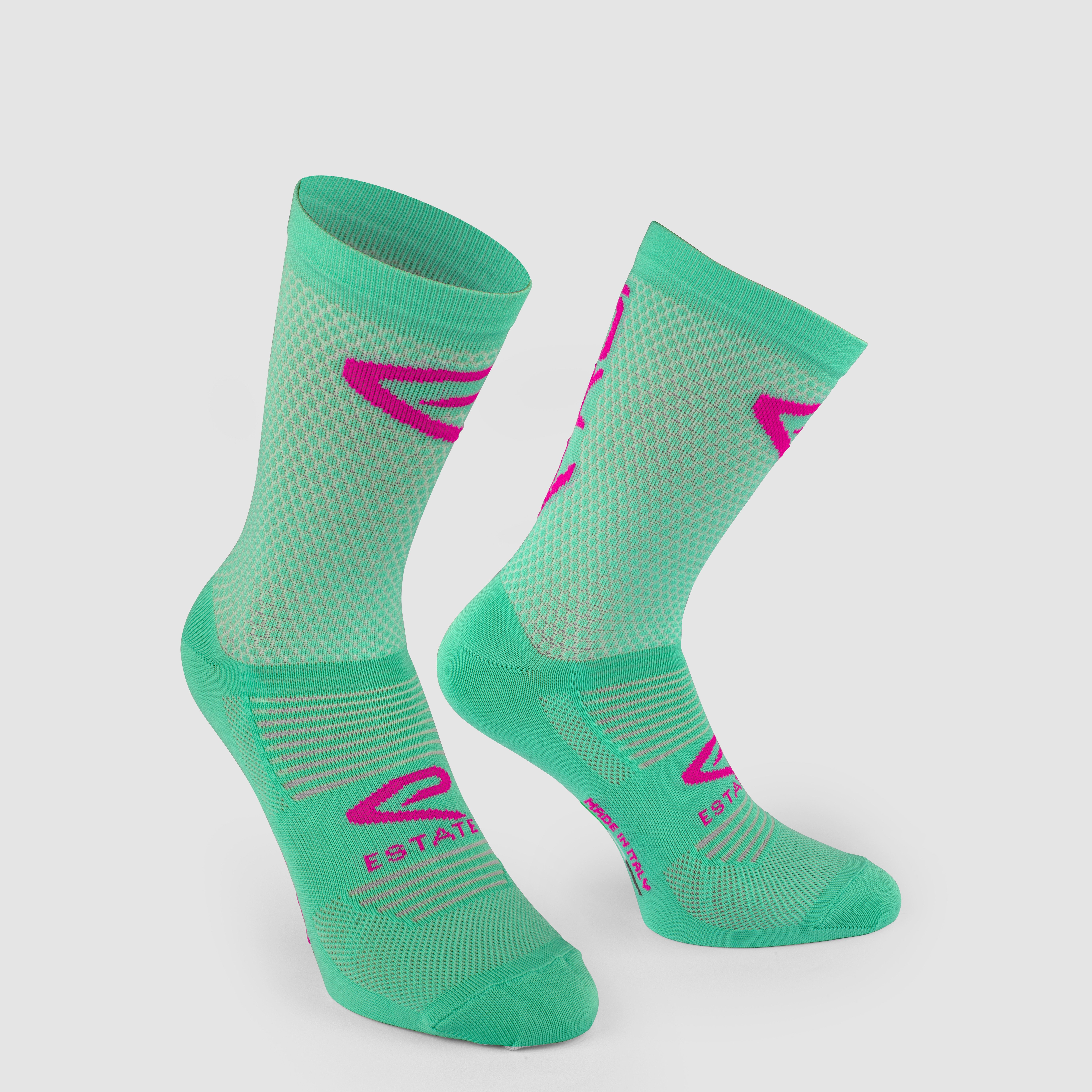 EKOI Perf ESTATE Cycling Socks GREEN NEON Pink 14 CM