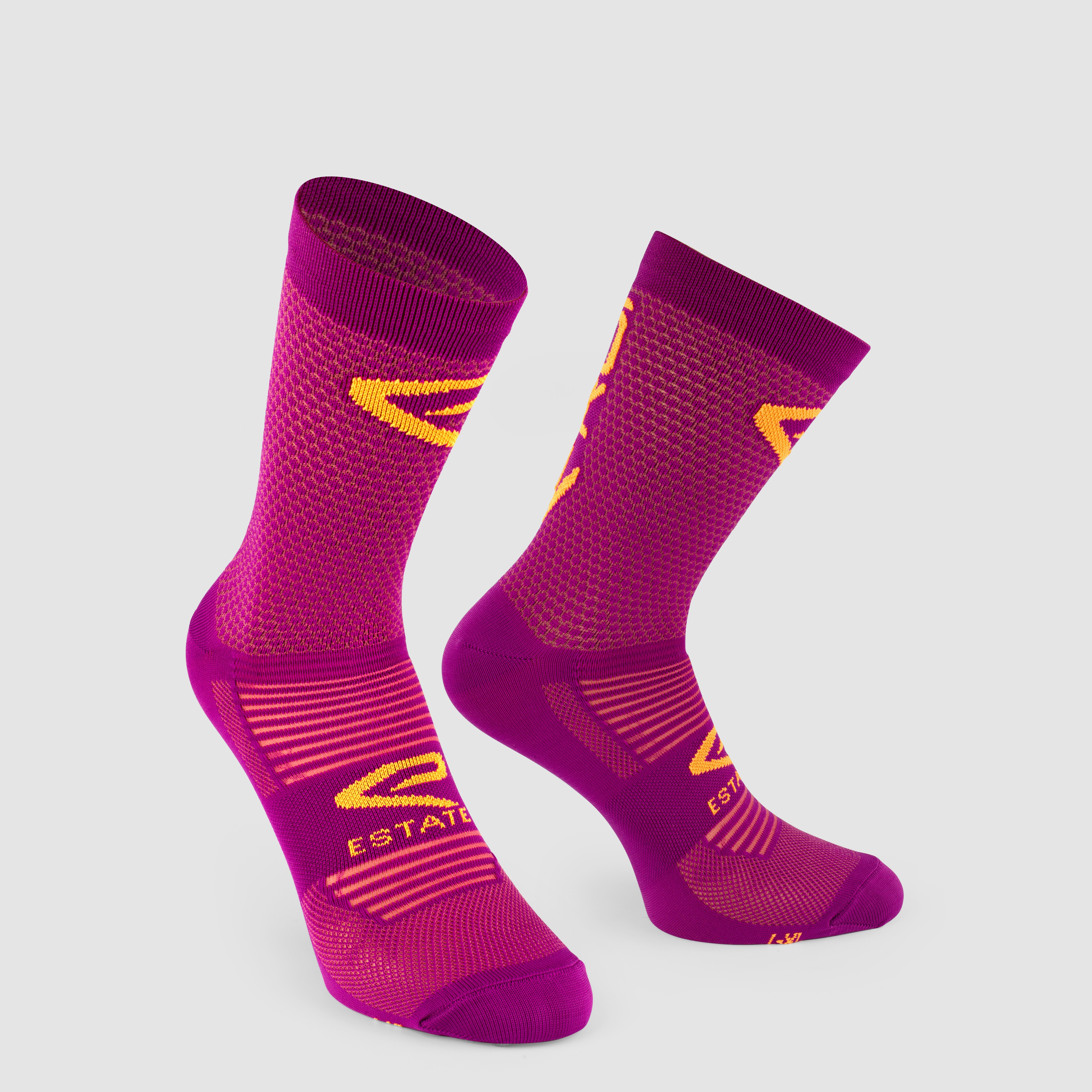 EKOI Perf ESTATE Cycling Socks Purple Neon Orange 14CM