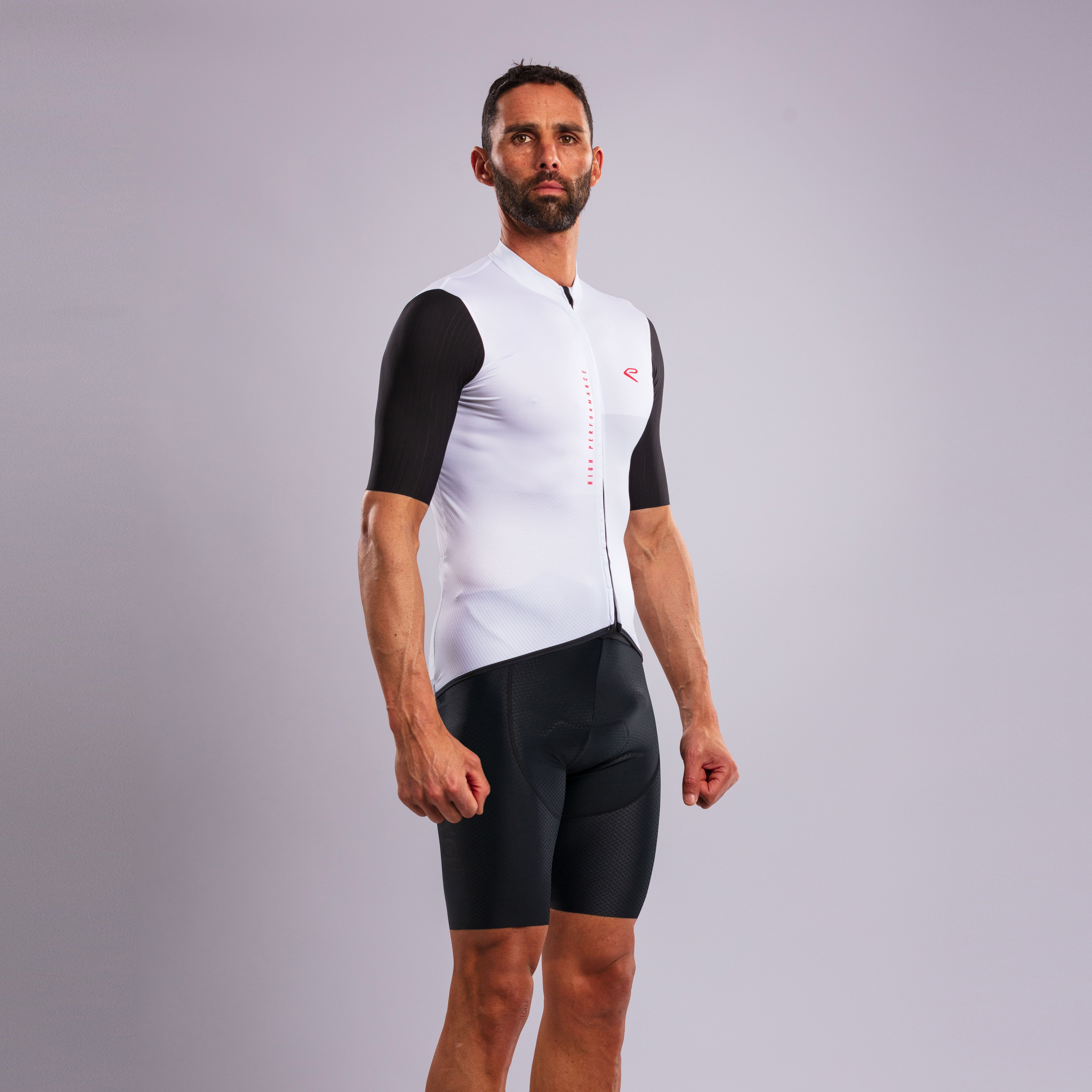 EKOÏ MONOCHROME white jersey and black Cross bib shorts combo